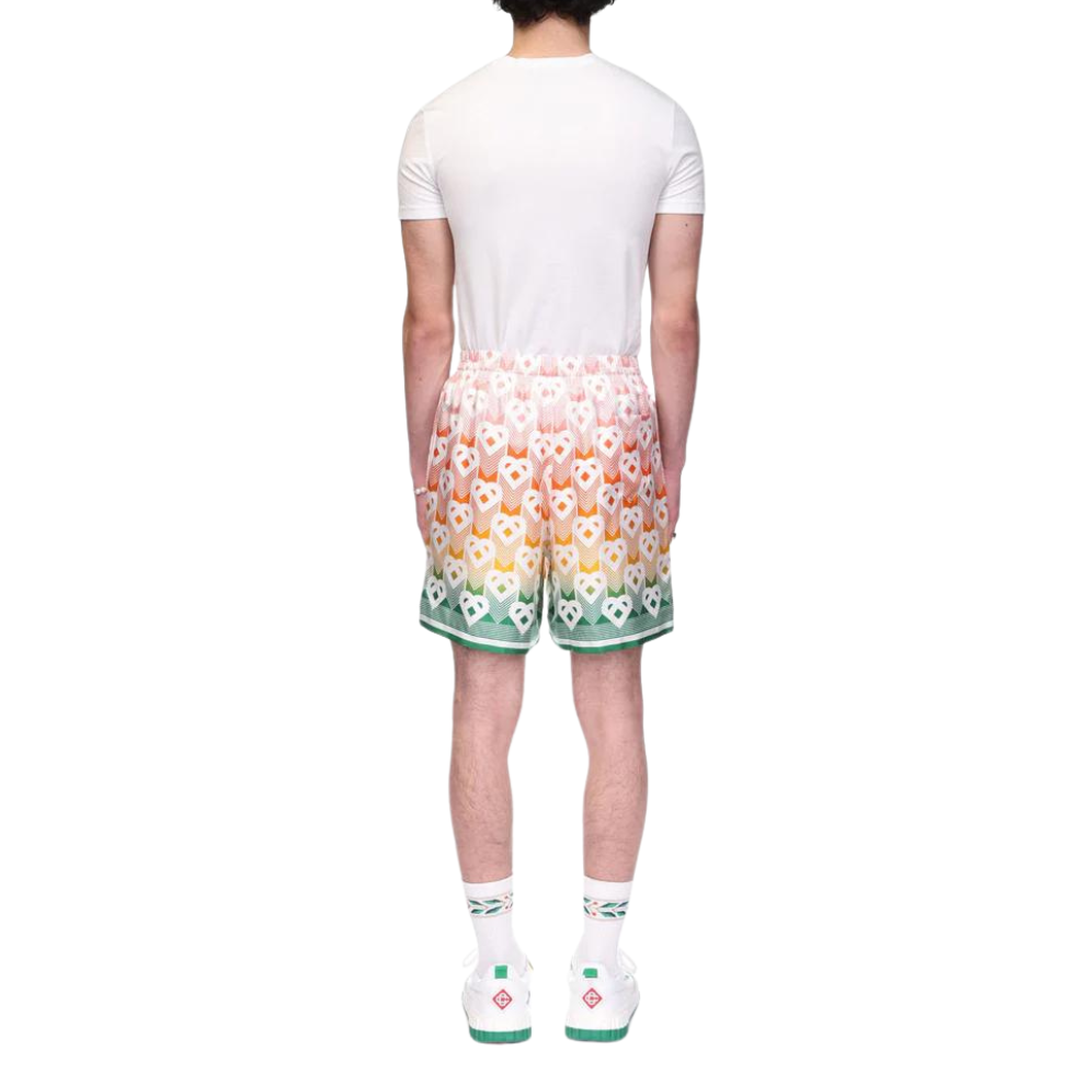 CASABLANCA Gradient Heart Monogram Silk Shorts