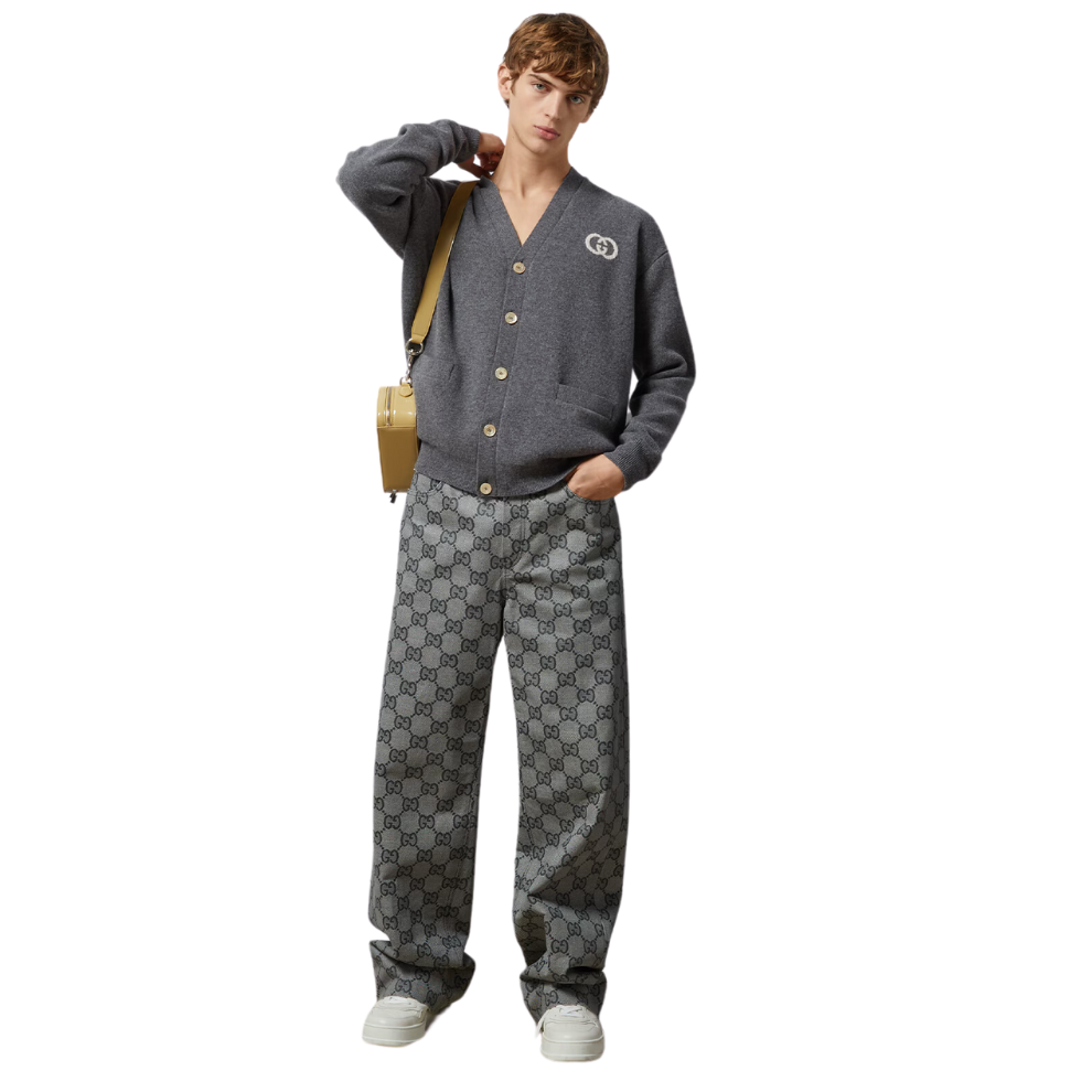 GUCCI KNIT WOOL CARDIGAN WITH INTERLOCKING G