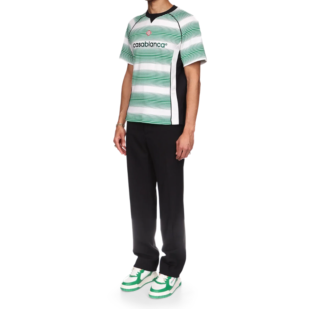 Casablanca White & Green Stripe T-Shirt