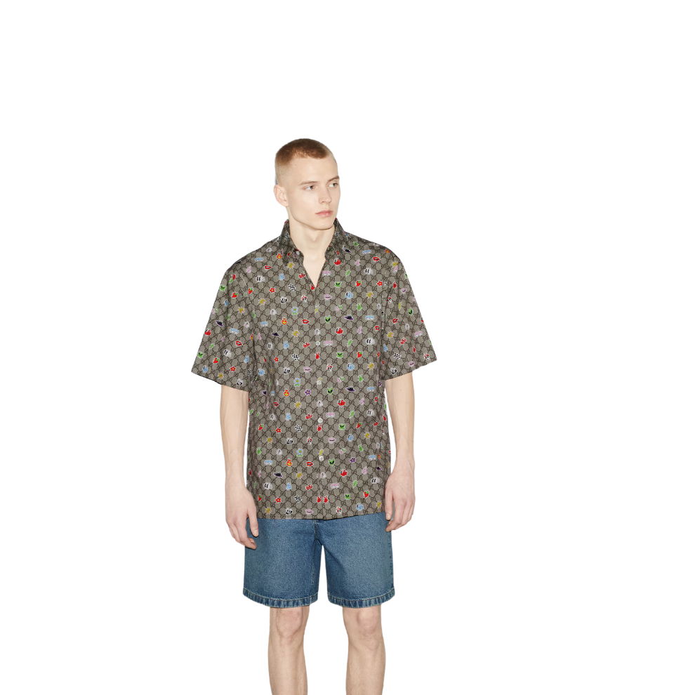 GUCCI COTTON POPLIN SHIRT WITH PRINT