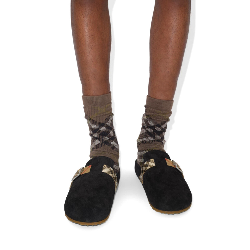 Burberry Check Suede Urchin Clogs