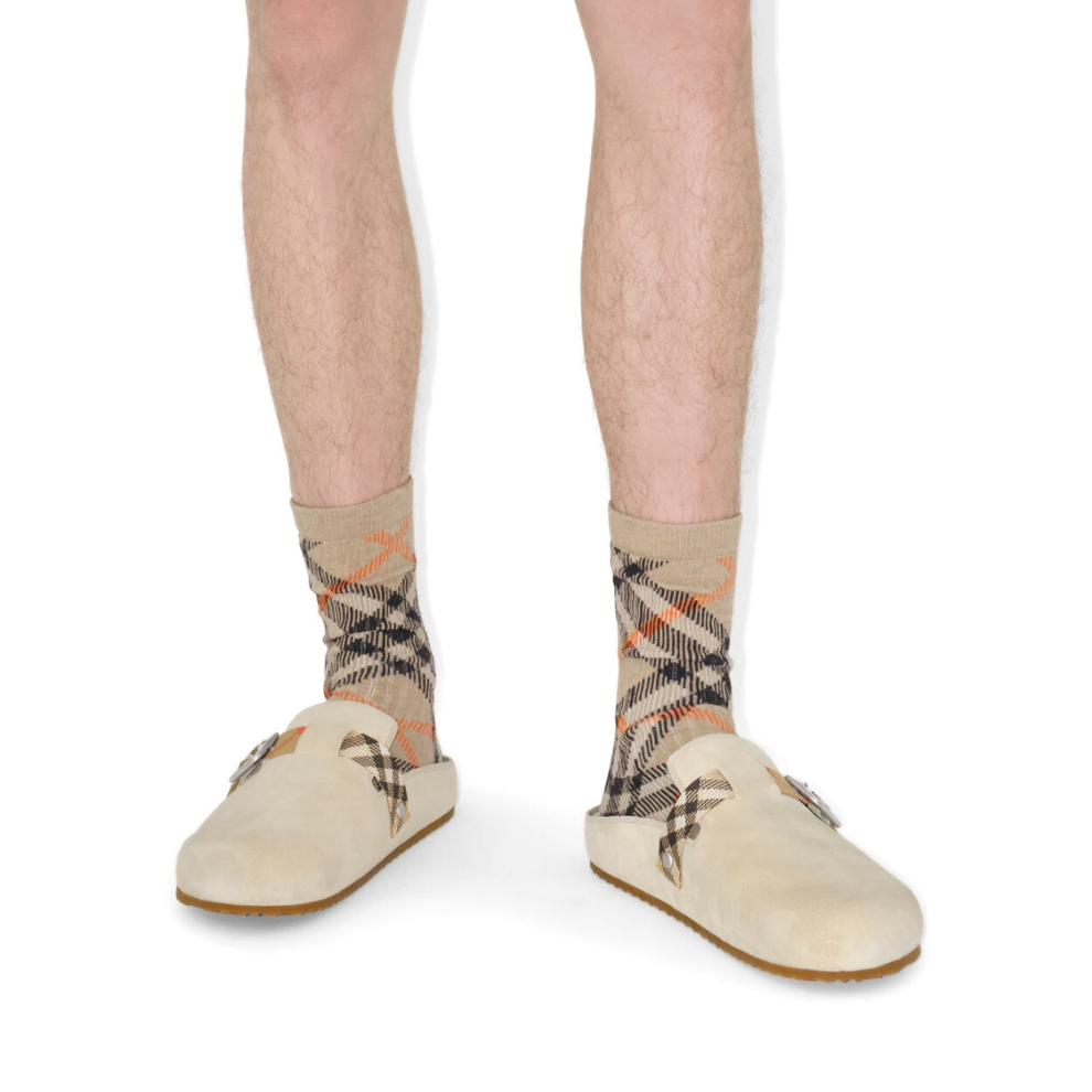Burberry Check Suede Urchin Clogs