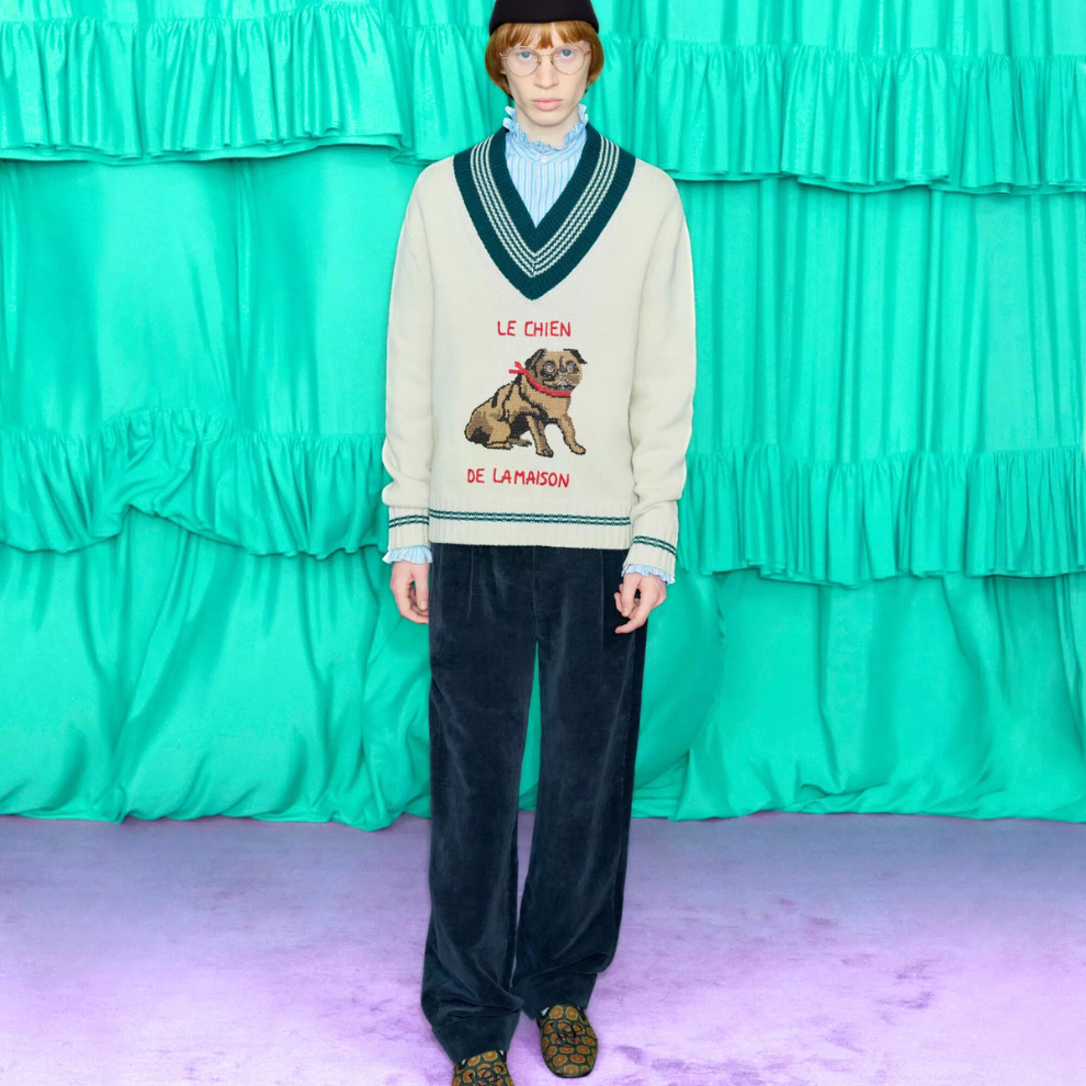 Valentino Le Chien De La Maison Jacquard Wool Sweater