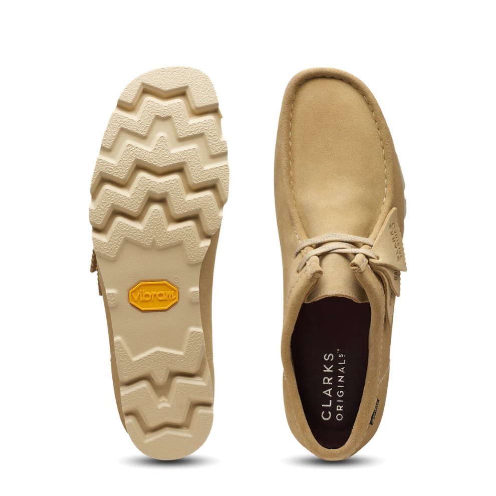 Clarks Wallabee GTX derby lace-up in beige suede
