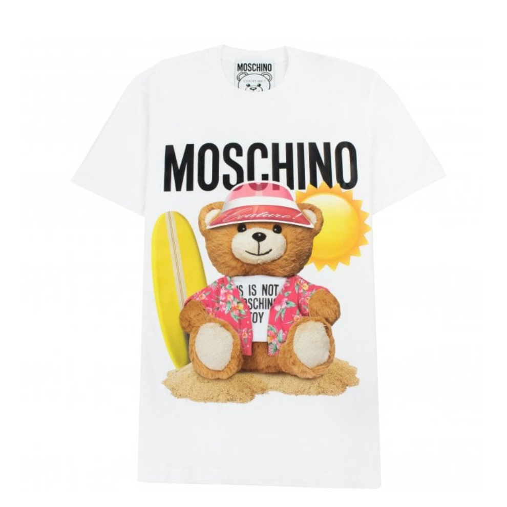 MOSCHINO COUTURE Suffer Teddy Bear Organic Cotton T Shirt White - Digital-Shoppers
