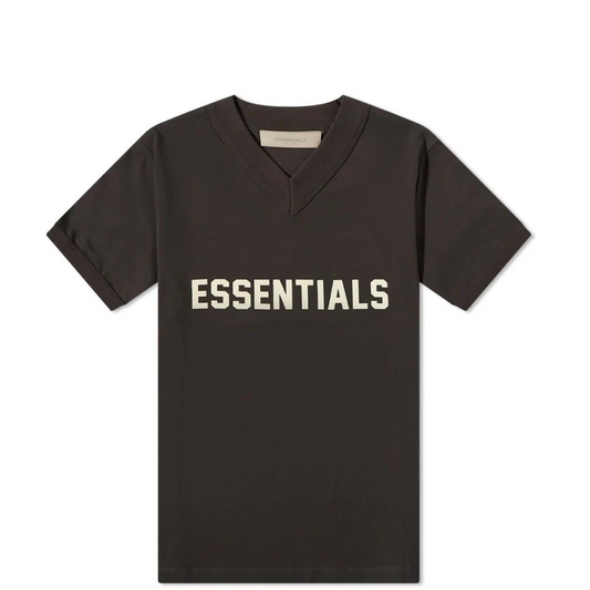 FEAR OF GOD ESSENTIALS V-NECK LOGO TEE IRON - Digital-Shoppers