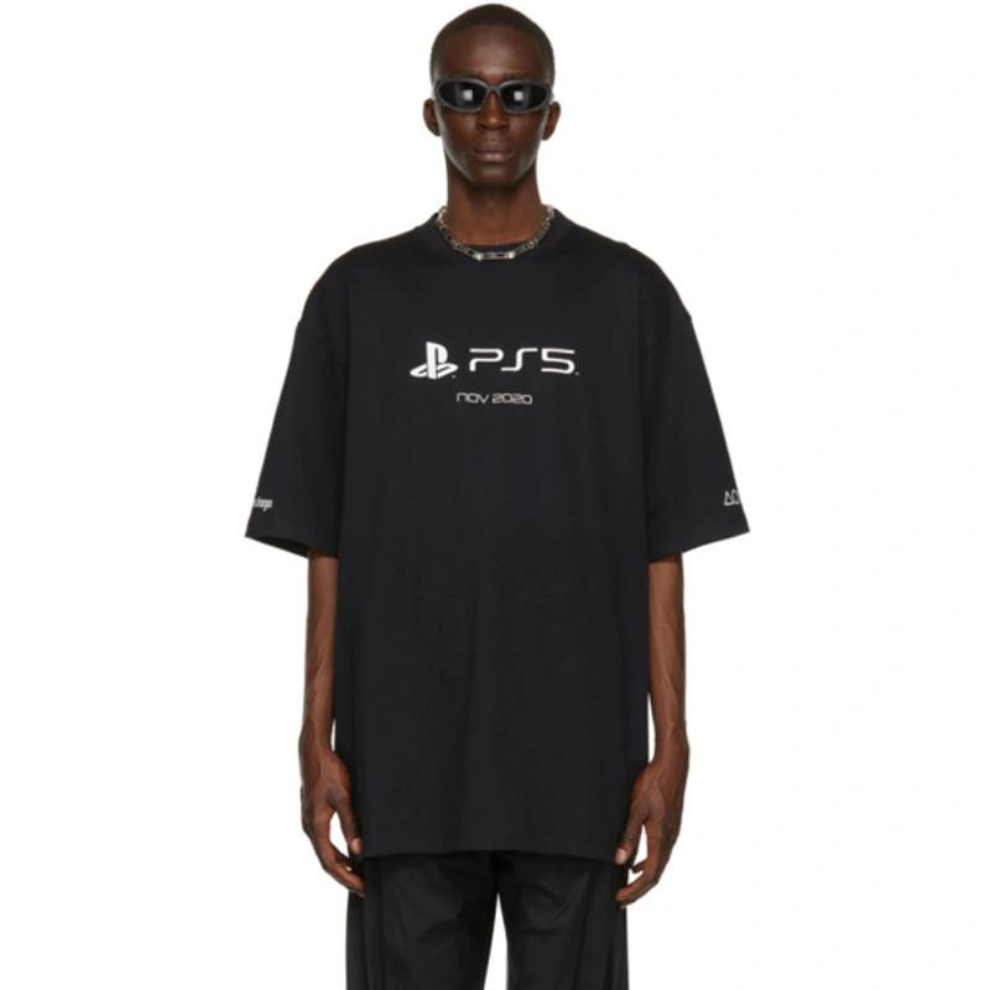 Balenciaga x PlayStation Boxy T shirt Black Digital Shoppers
