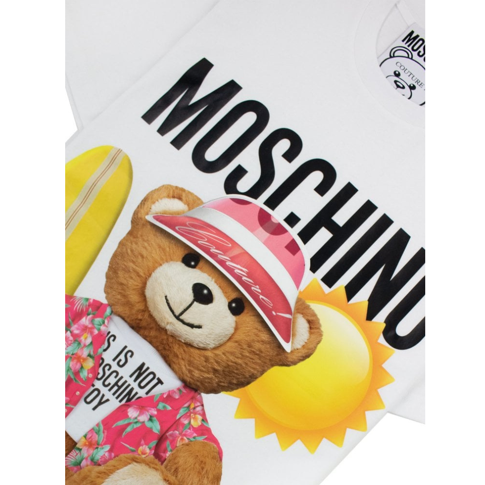 MOSCHINO COUTURE Suffer Teddy Bear Organic Cotton T Shirt White - Digital-Shoppers
