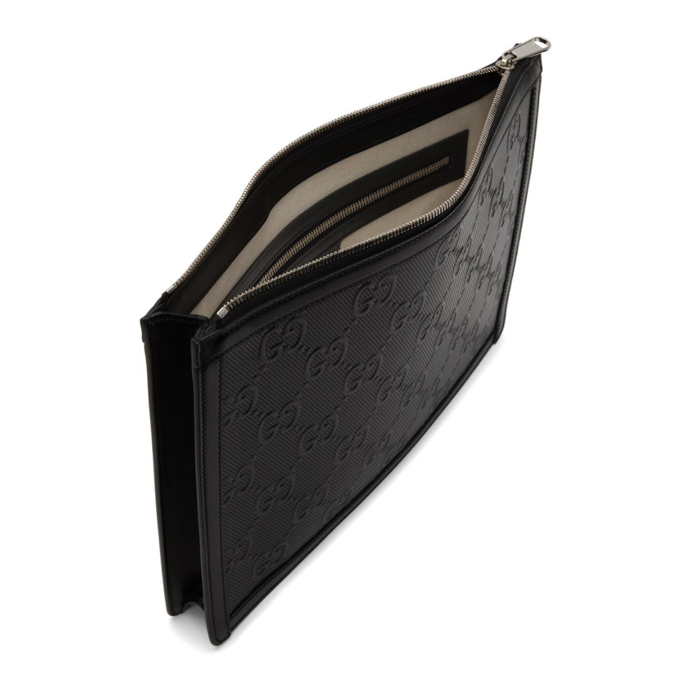 GUCCI Black GG Embossed Pouch