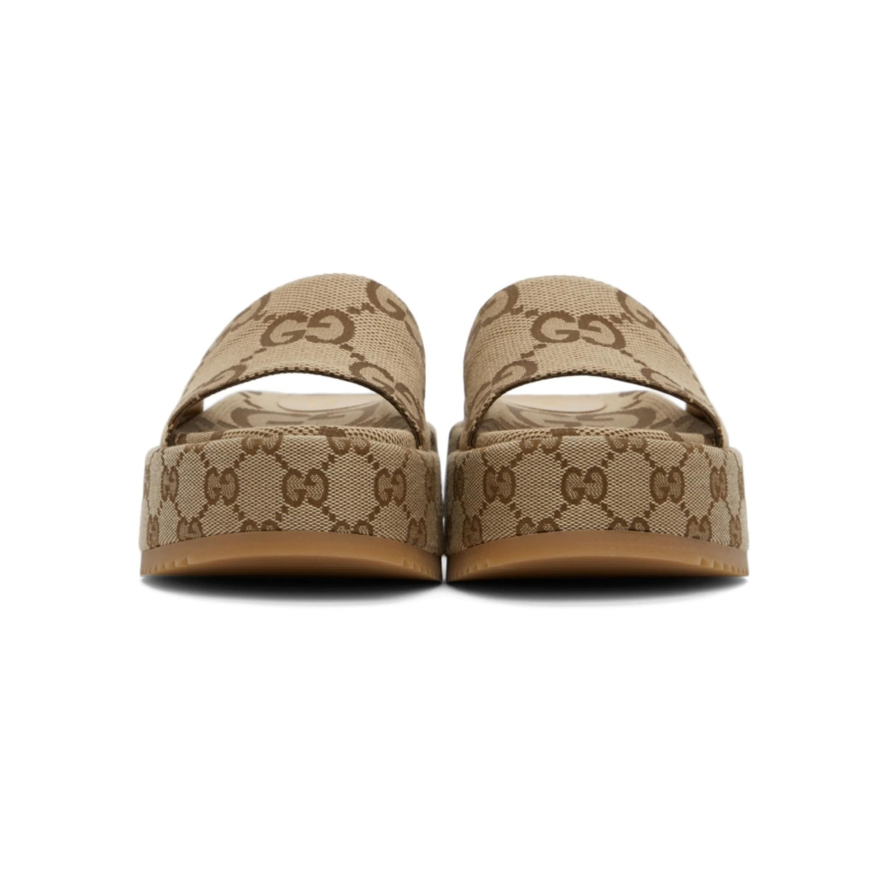 GUCCI Brown GG Angelina Sandals
