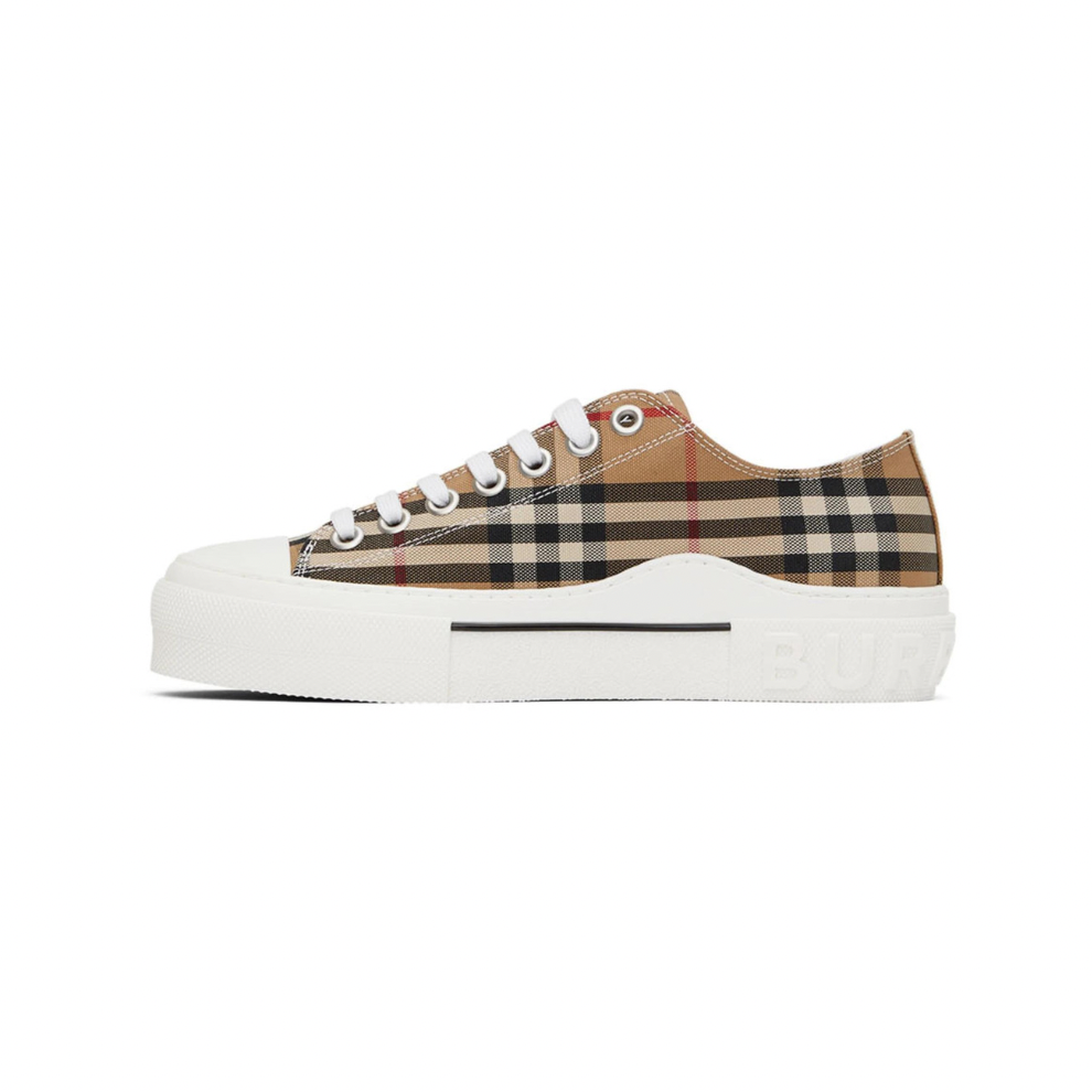 BURBERRY Beige Cotton Check Sneakers