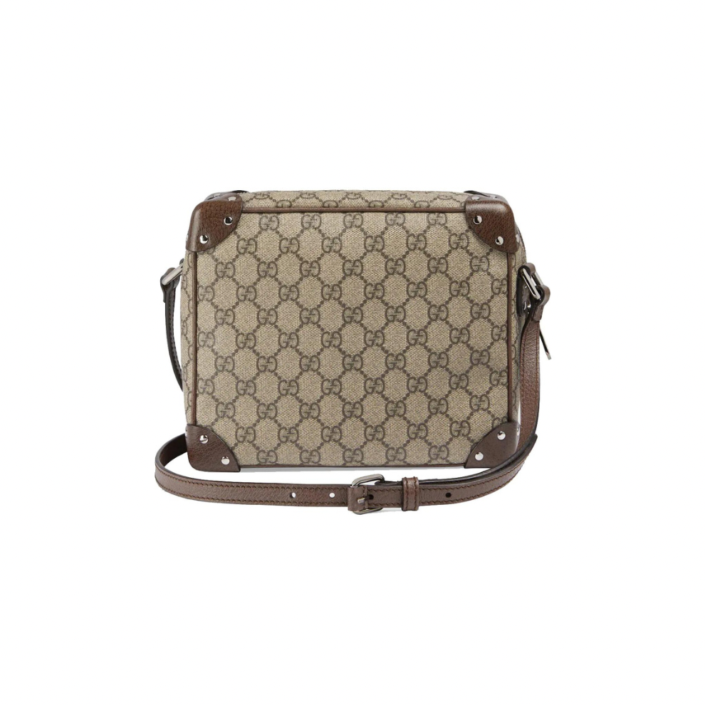Gucci Logo Print Shoulder Bag Beige/Ebony