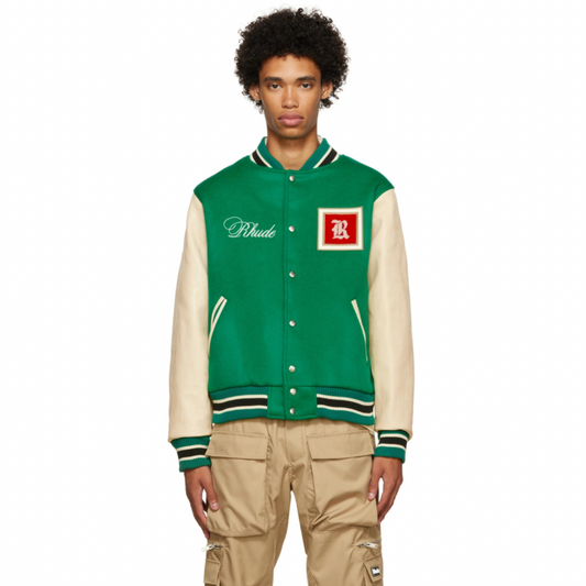 RHUDE Green Varsity Jacket