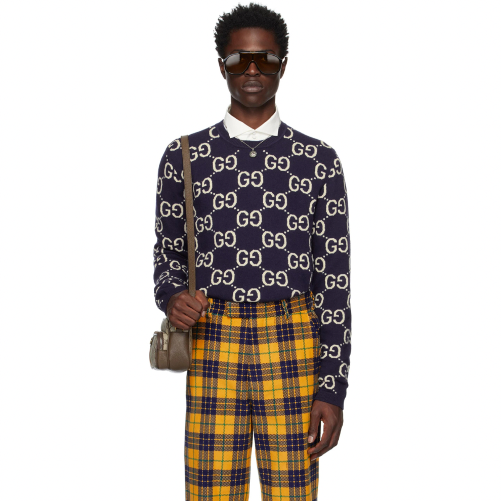 GUCCI Blue Jacquard Sweater