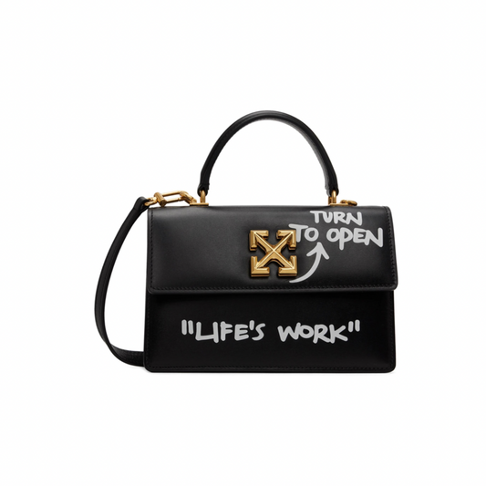 OFF-WHITE Black Jitney 1.4 Quote Top Handle Bag