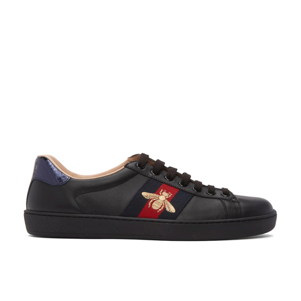 GUCCI Black Embroidered Ace Sneakers
