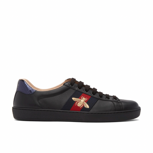 GUCCI Black Embroidered Ace Sneakers