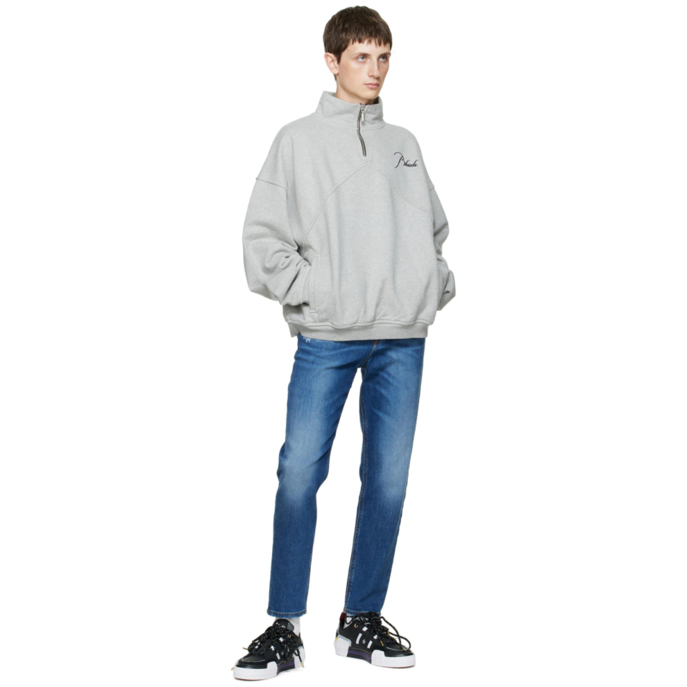 RHUDE Gray Quarter Zip Sweatshirt