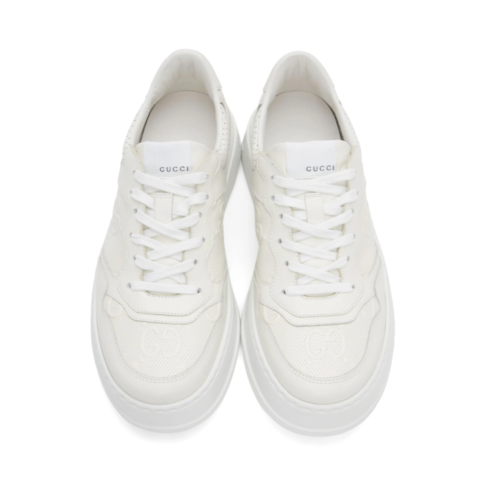 GUCCI White GG Embossed Sneakers
