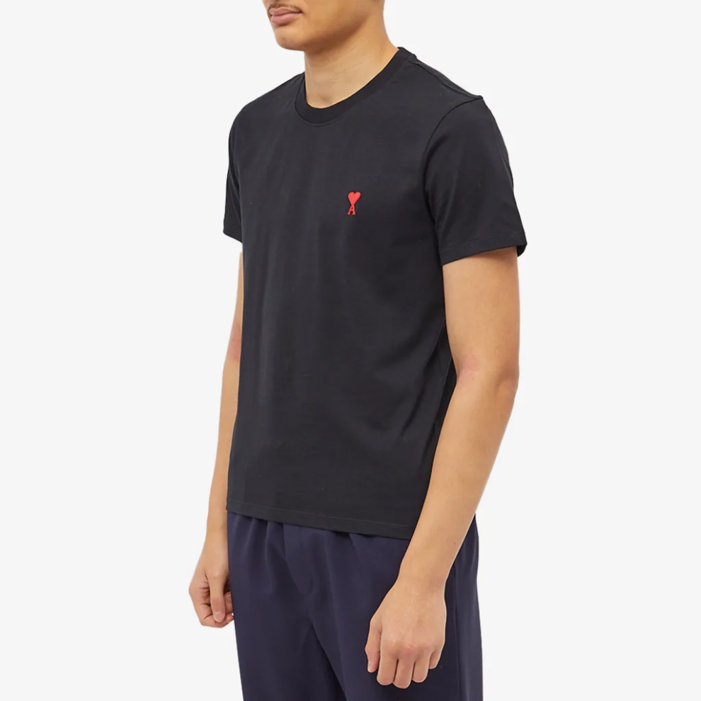 AMI SMALL A HEART TEE BLACK