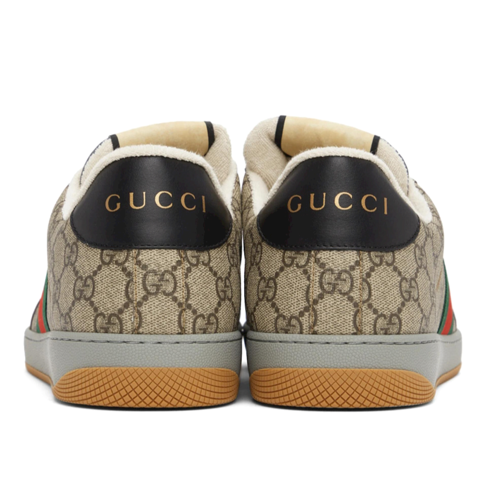 GUCCI Beige & Black Screener GG Sneakers