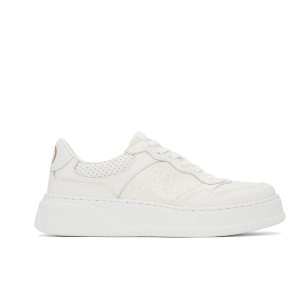 GUCCI White GG Embossed Sneakers