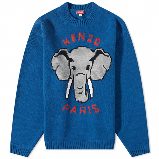 KENZO PARIS PIXEL ELEPHANT JUMPER CYAN