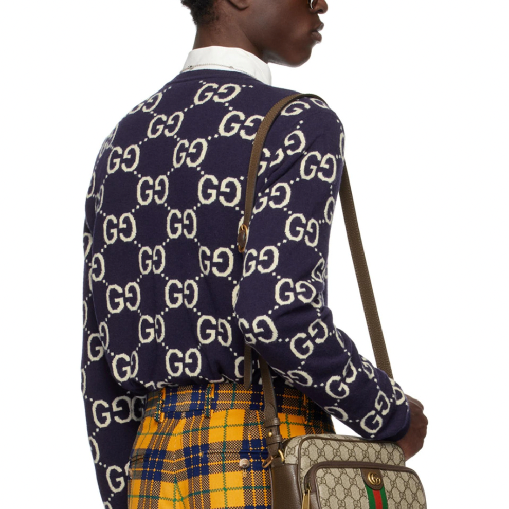 GUCCI Blue Jacquard Sweater
