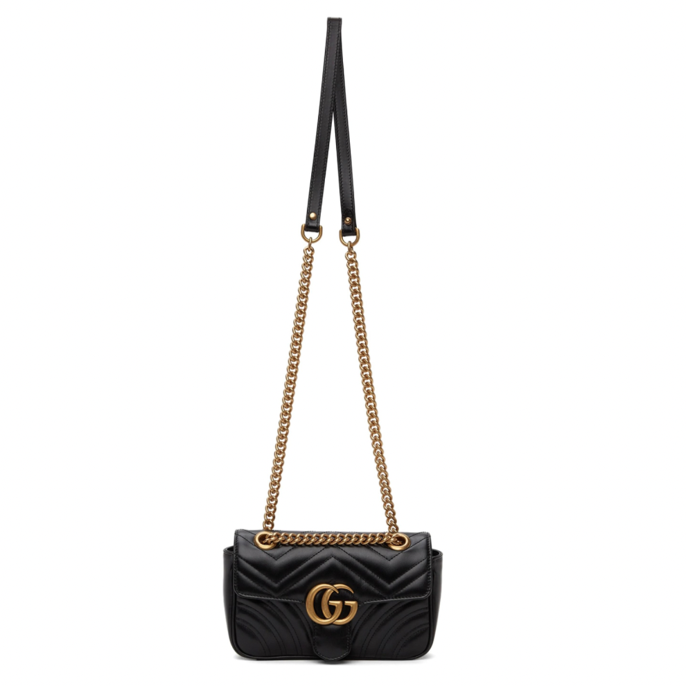 GUCCI Black Mini GG Marmont 2.0 Shoulder Bag