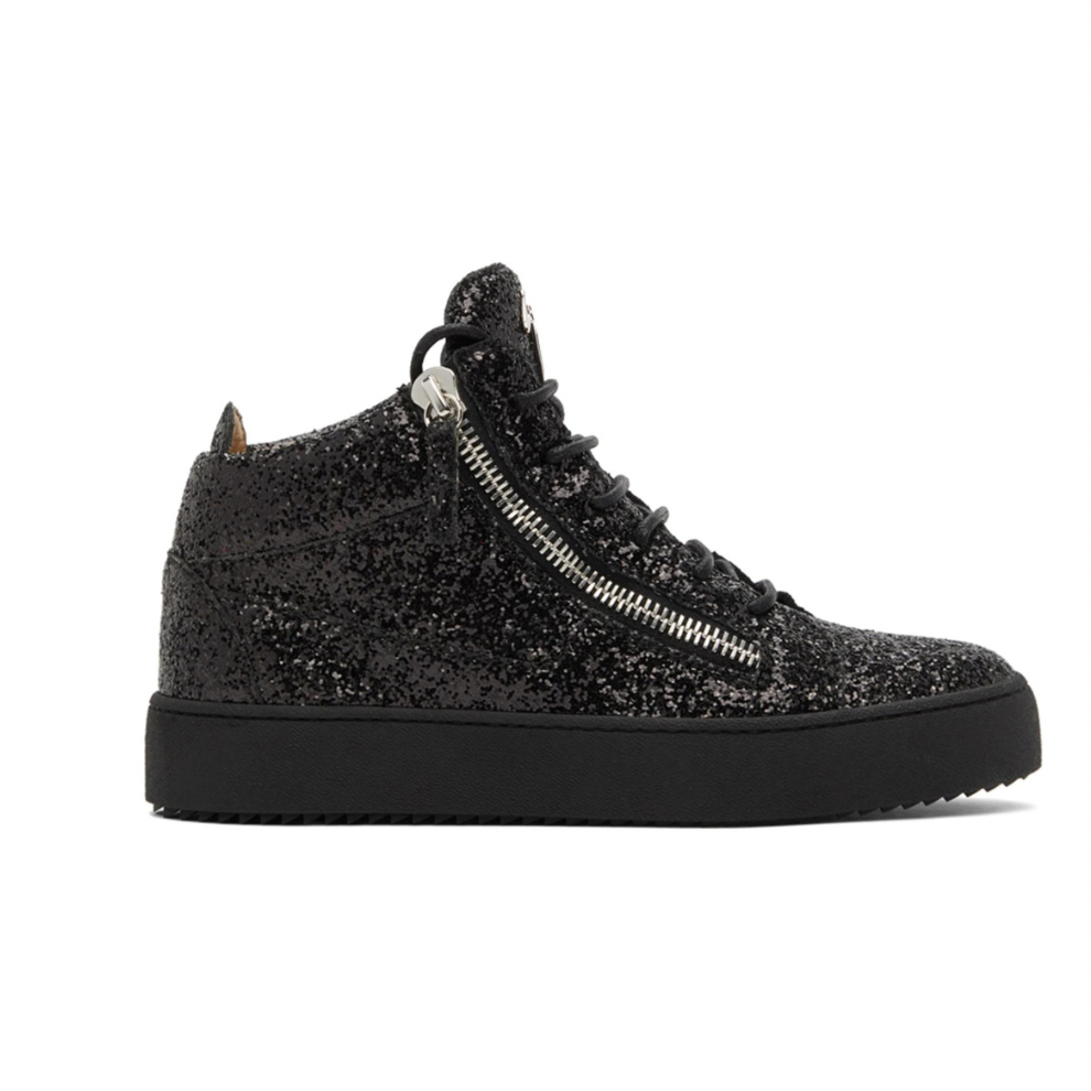 GIUSEPPE ZANOTTI Black Glitter Kriss High-Top Sneakers