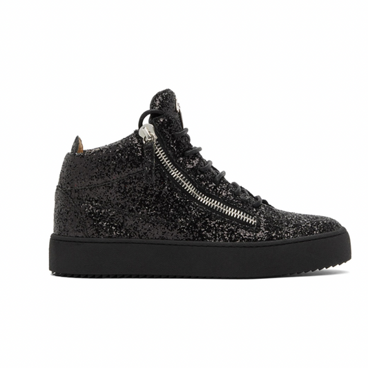 GIUSEPPE ZANOTTI Black Glitter Kriss High-Top Sneakers