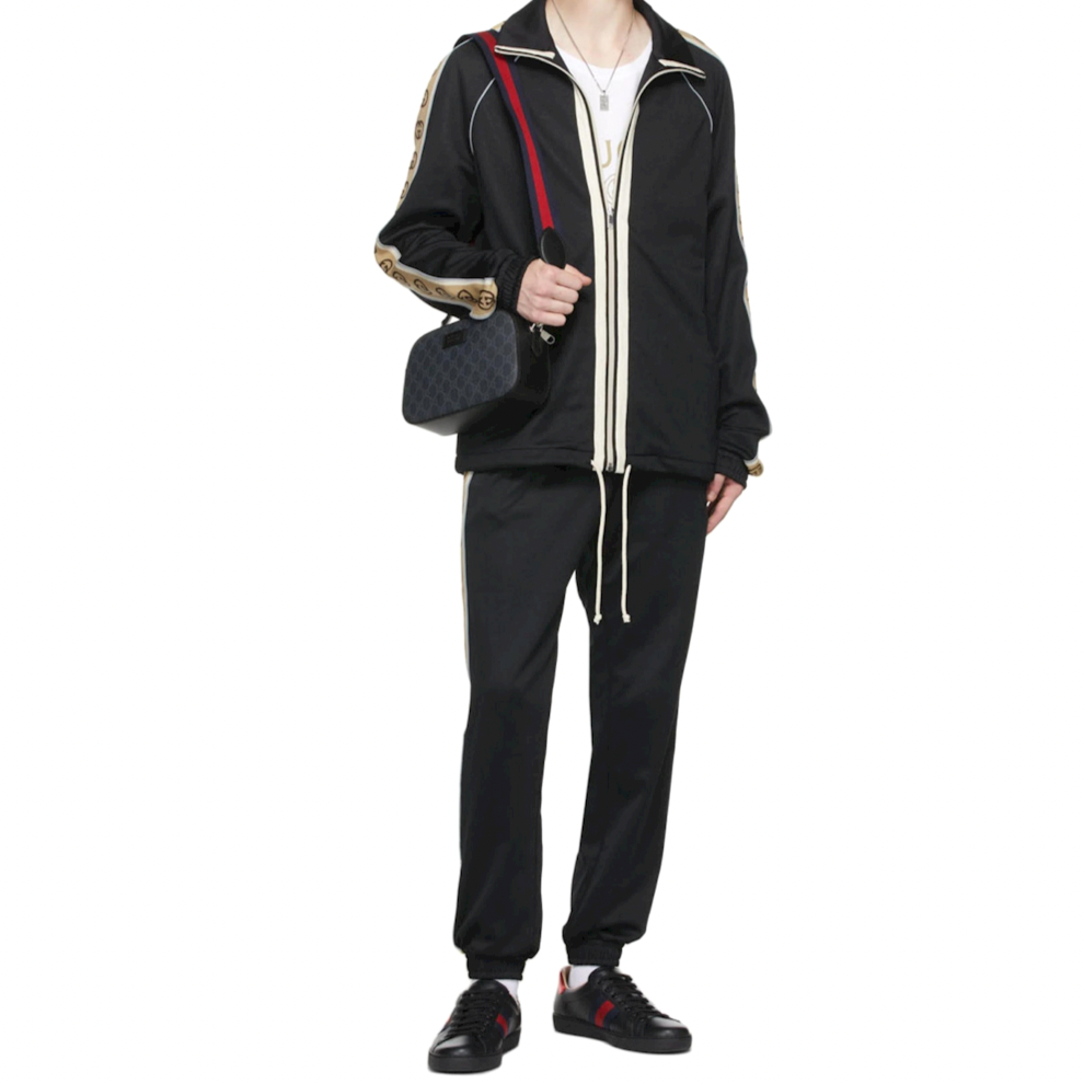 GUCCI Black Embroidered Ace Sneakers
