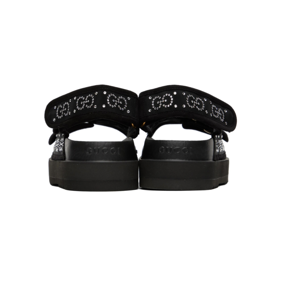 GUCCI Black Crystal GG Sandals