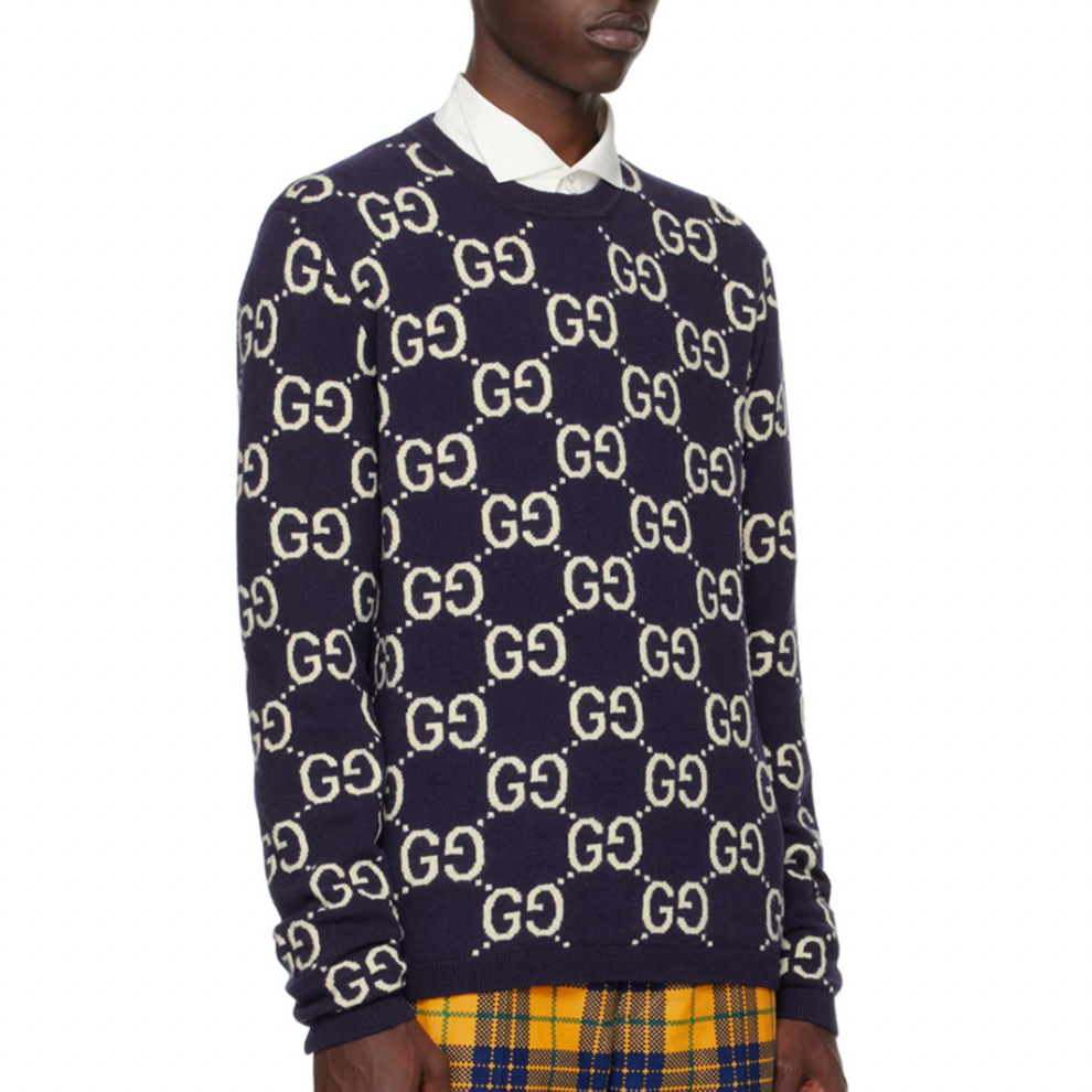 GUCCI Blue Jacquard Sweater