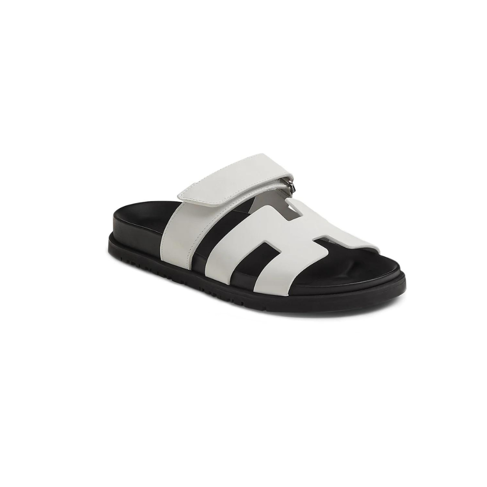 HERMES PARIS CHYPRE WHITE BLACK SANDAL