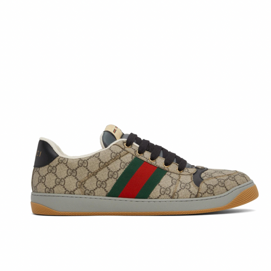 GUCCI Beige & Black Screener GG Sneakers