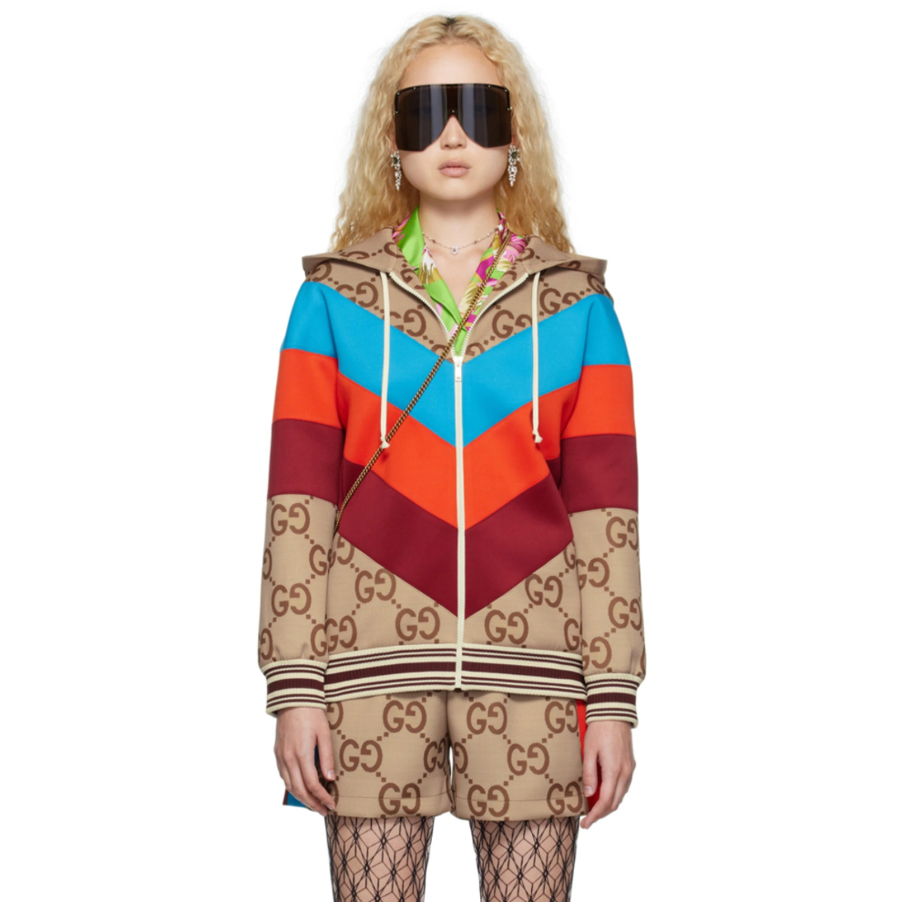 GUCCI Beige Jumbo GG Chevron Web Jacket