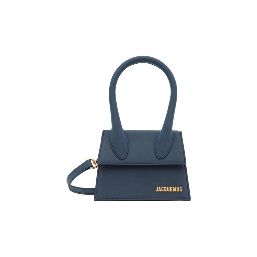 JACQUEMUS Navy Le Raphia 'Le Chiquito Moyen' Bag