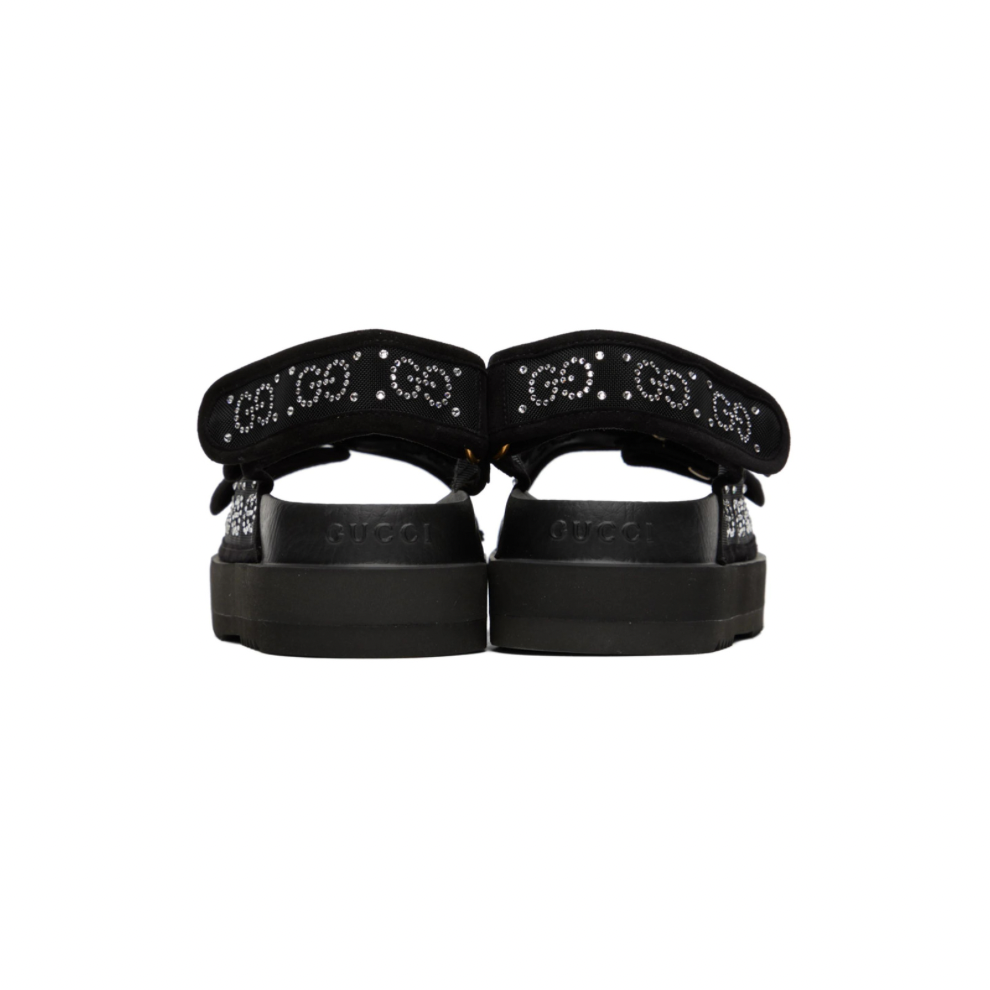 GUCCI Black Crystal GG Sandals