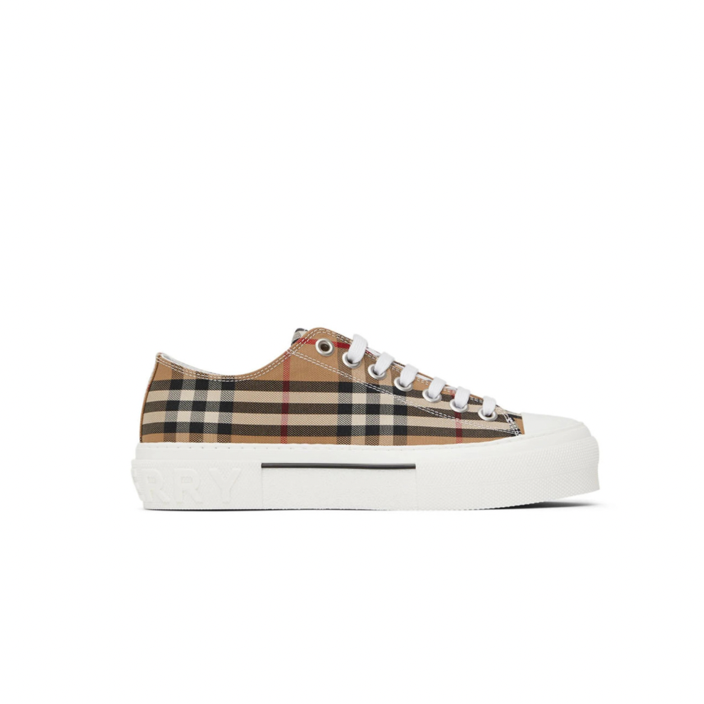 BURBERRY Beige Cotton Check Sneakers