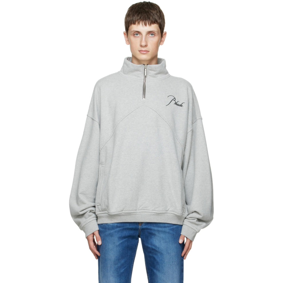 RHUDE Gray Quarter Zip Sweatshirt