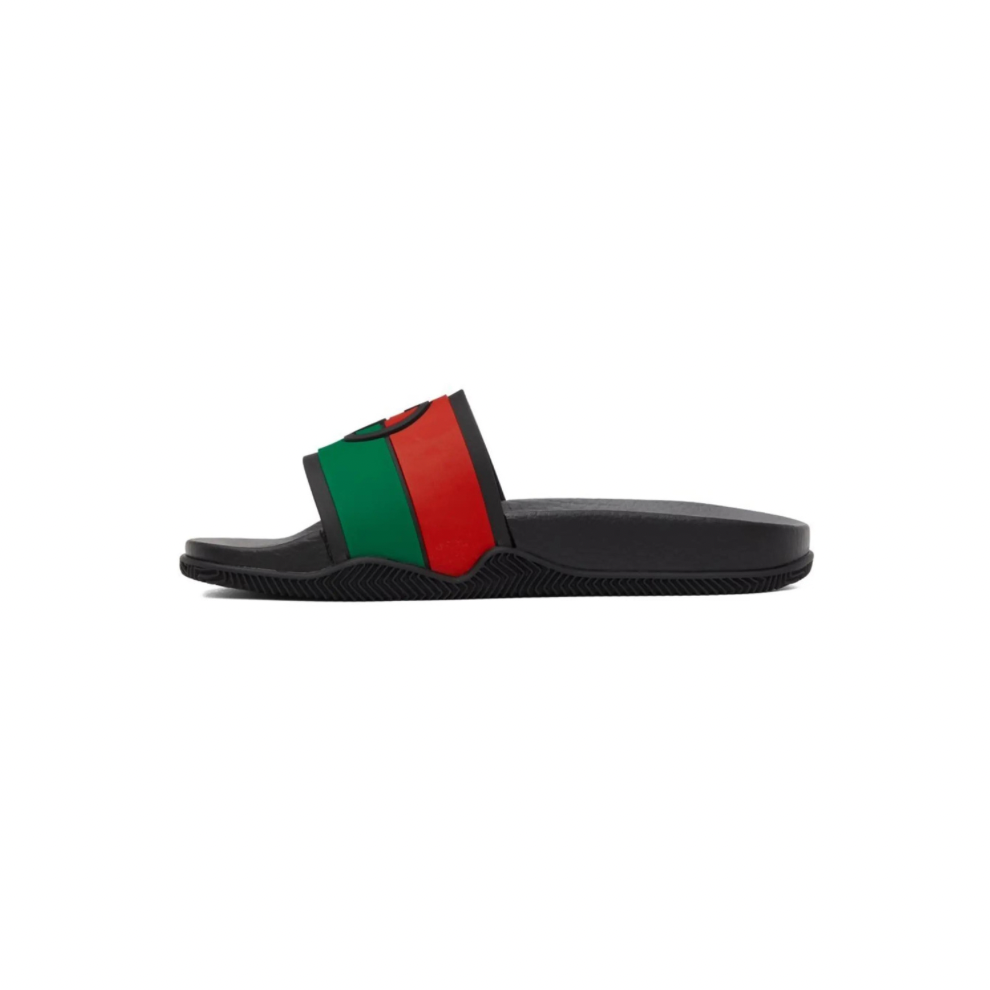 GUCCI Black Interlocking G Slip-On Sandals
