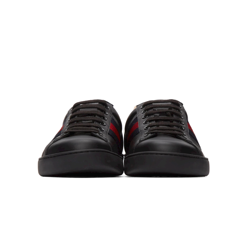 GUCCI Black Embroidered Ace Sneakers
