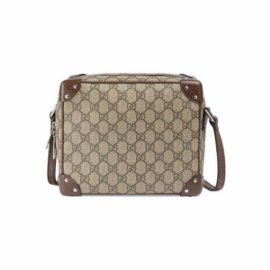Gucci Logo Print Shoulder Bag Beige/Ebony