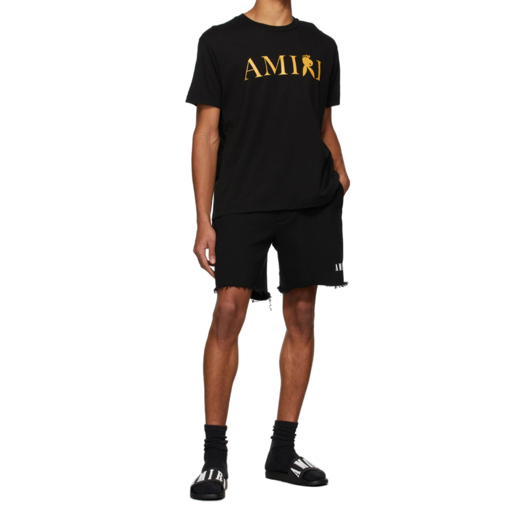 AMIRI Black Logo Pool Slides