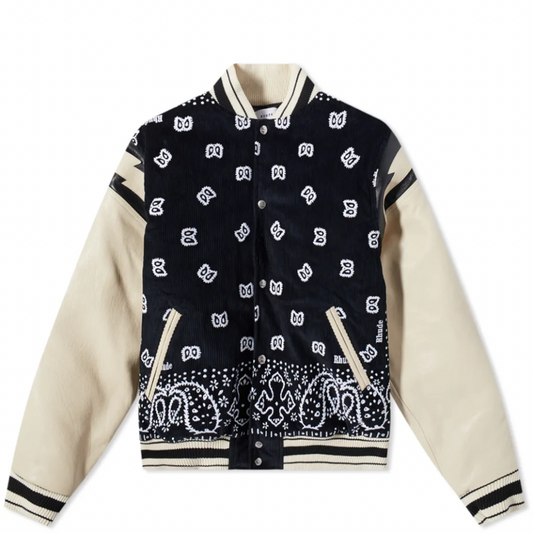 RHUDE BANDANA BOMBER JACKET BLACK & WHITE