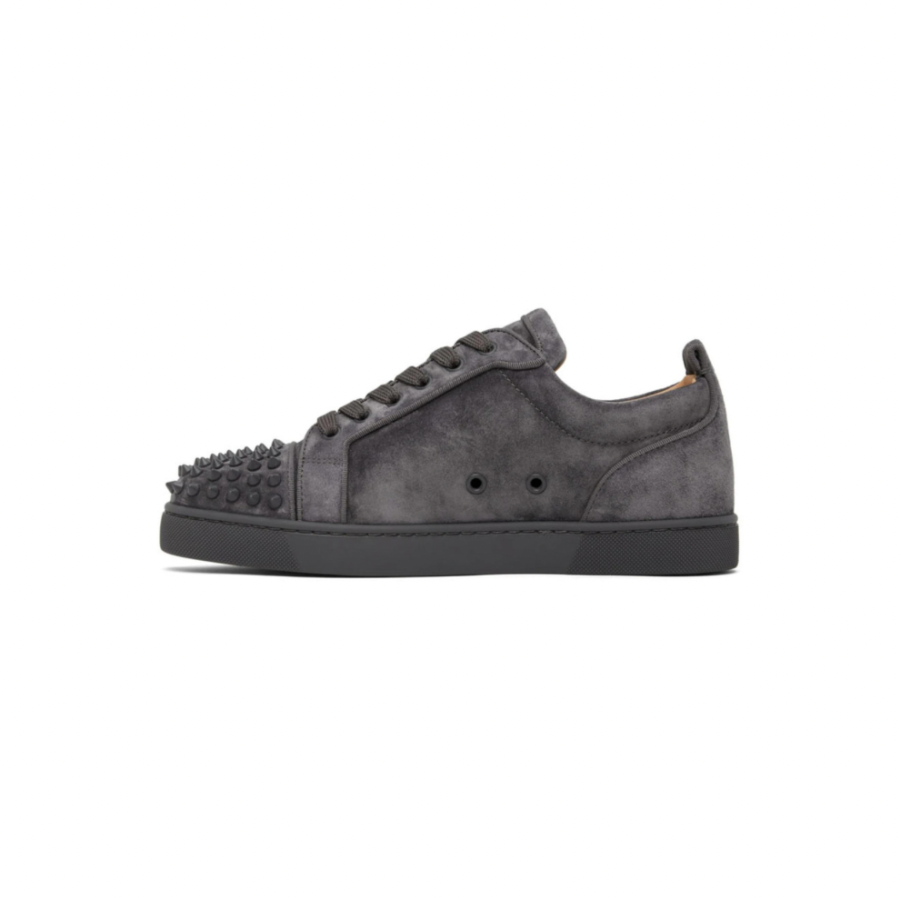 CHRISTIAN LOUBOUTIN Gray Louis Junior Spikes Orlato Low-Top Sneakers