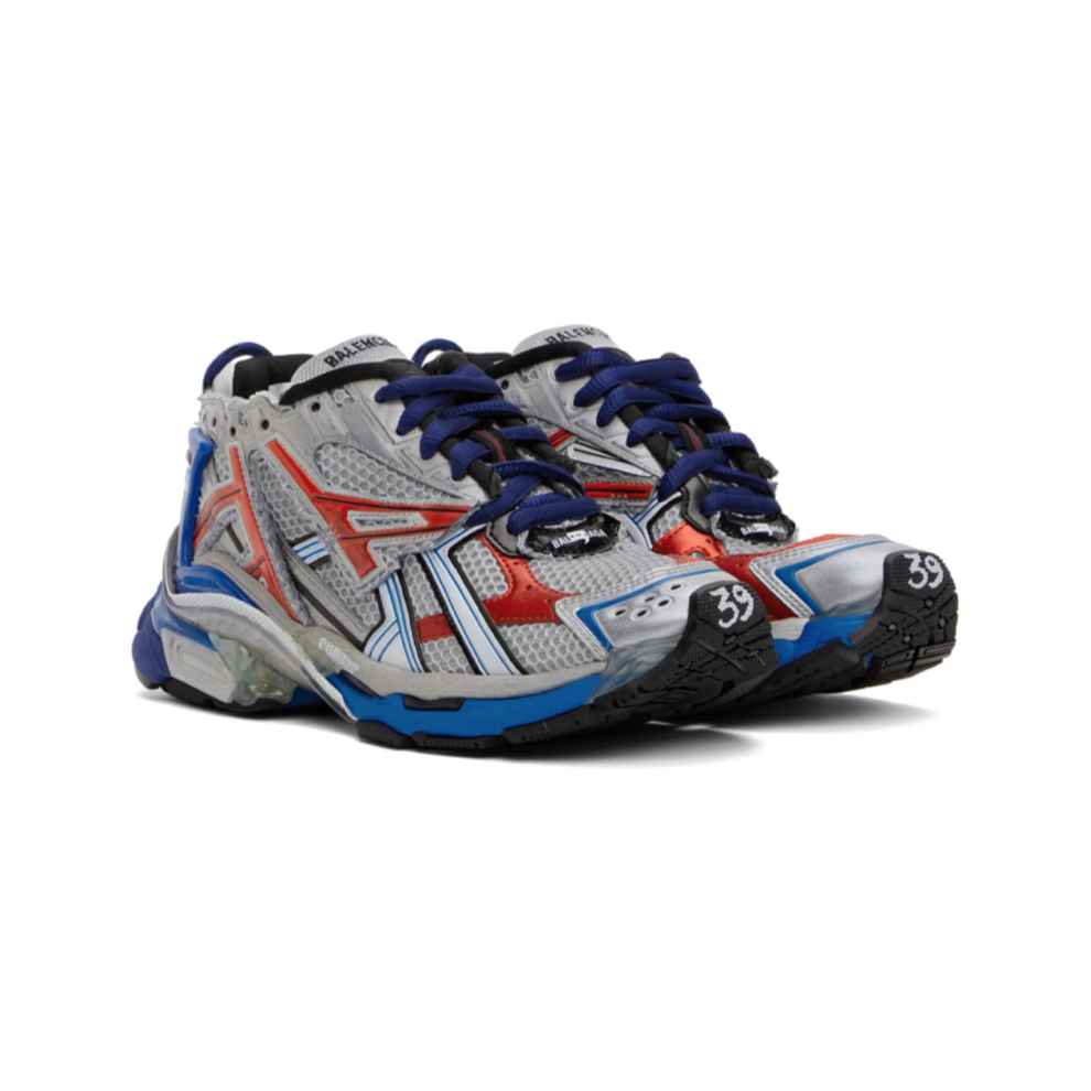 BALENCIAGA Gray & Blue Runner Sneakers