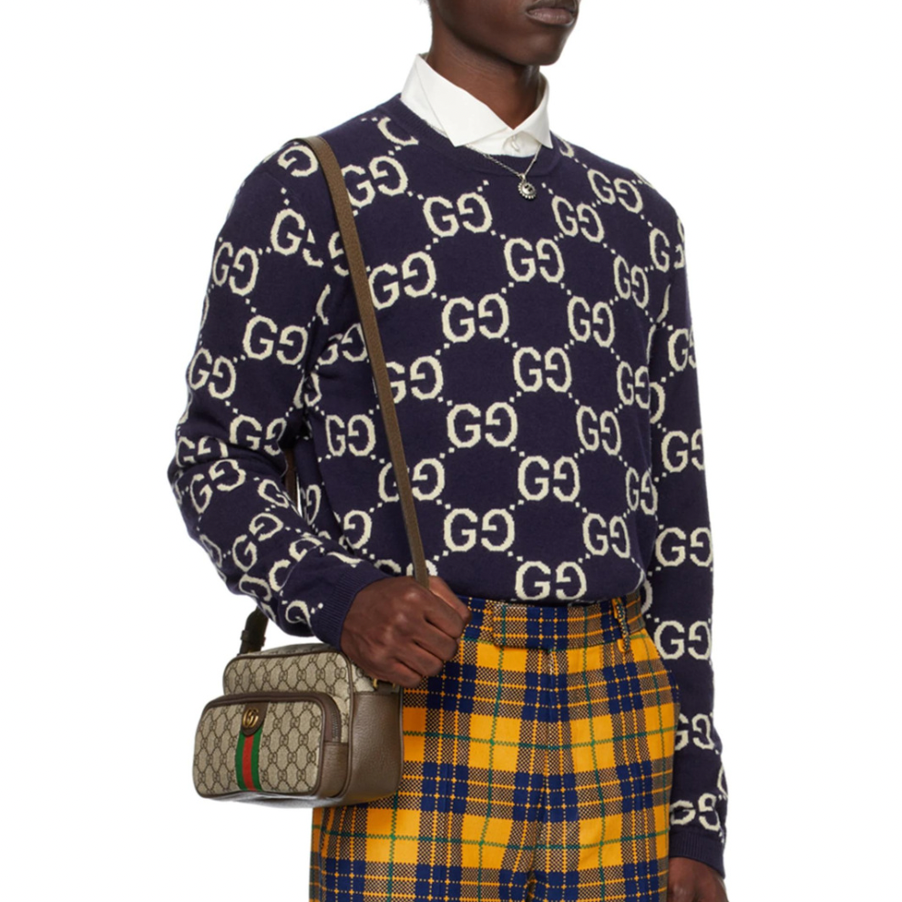 GUCCI Blue Jacquard Sweater