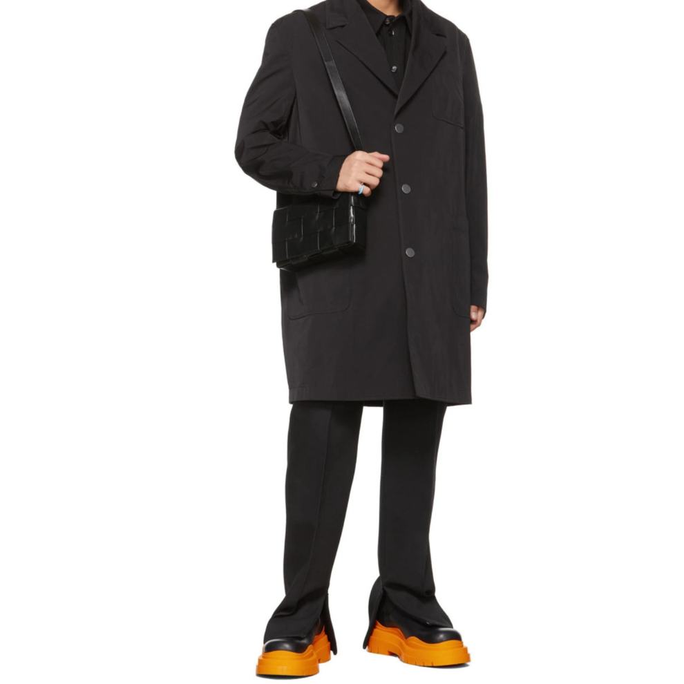 BOTTEGA VENETA Black & Orange Tire Chelsea Boots